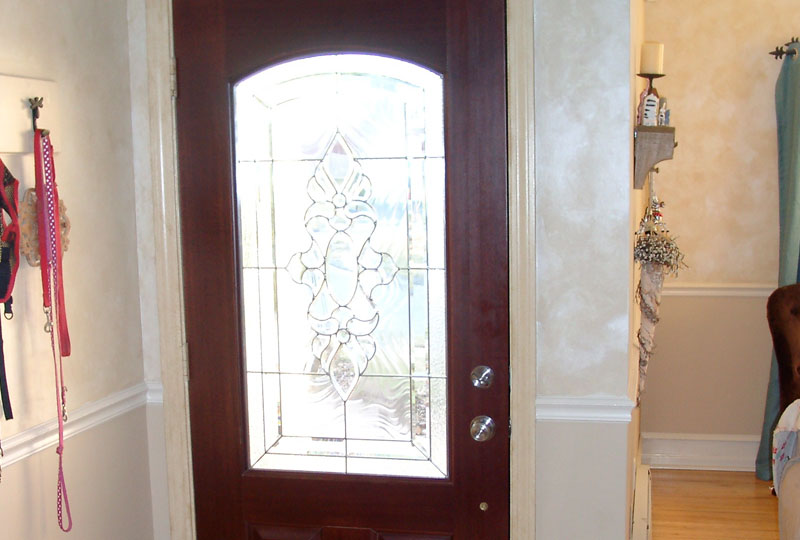 New front door, seen from the inside with a beautiful frosted glass look.