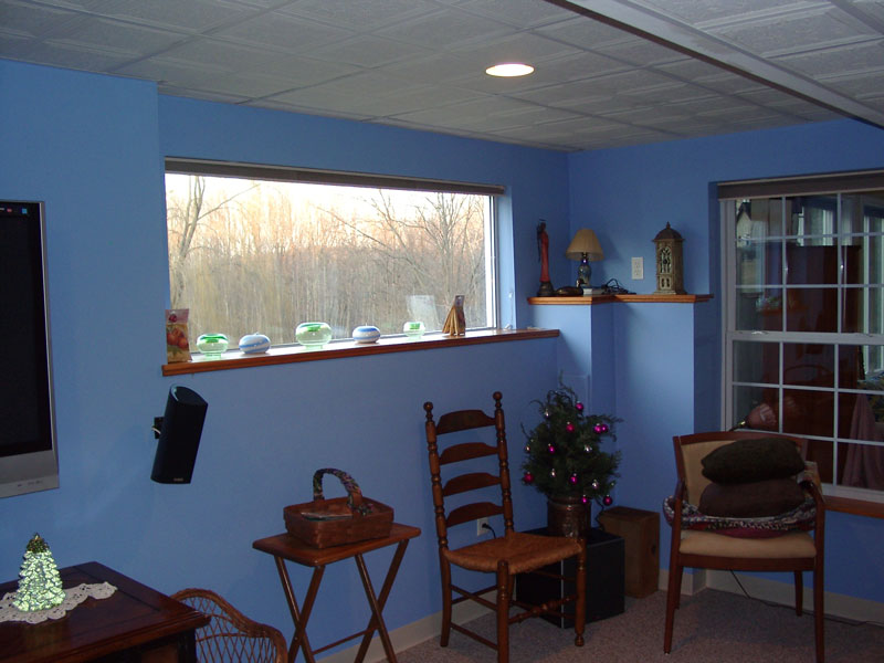 This finished basement makes a wonderful refuge in the home.