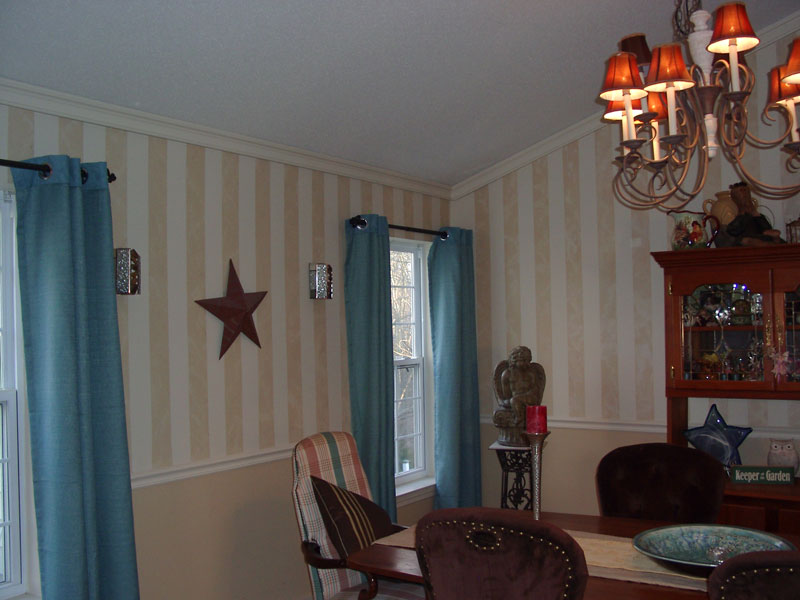 With this separation, provided by crown molding, your room looks better. This may be combined with a chair railing and a contrasting paint or wall paper to add interest to any room.